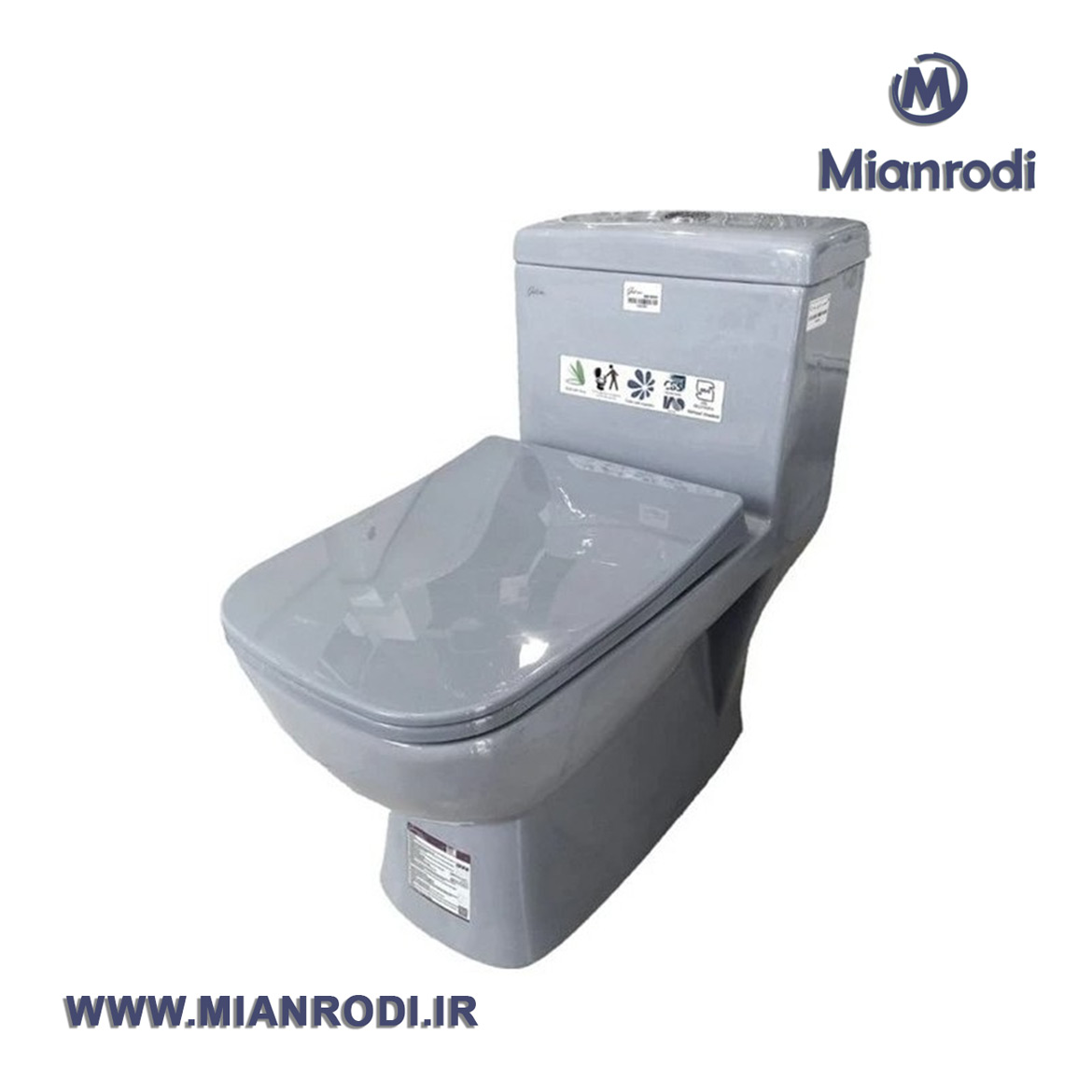 توالت فرنگی یک تکه گاتریا مدل ساترون طوسی براق|لوکس ساختمانی|لوکس ساختمانی میانرودی| تجهیزات ساختمانی| لوله و اتصلات| ساختمانی