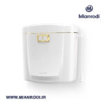 فلاش تانک ایمن آب مدل هیرمند سفیدبا نوار و کلید طلایی براق|لوکس ساختمانی| لوکس ساختمانی میانرودی| تجهیزات ساختمانی| لوله و اتصلات| ساختمانی