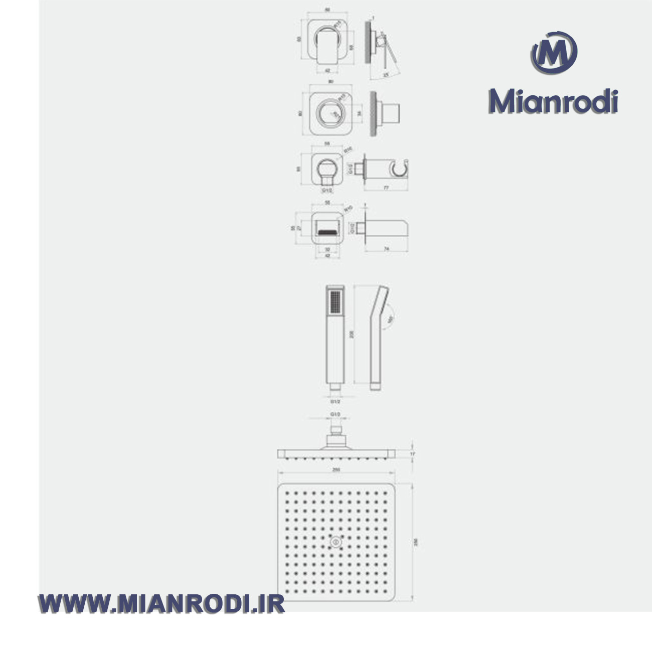 ملحقات دوش توکار سوپر فلت تیپ3 کلار طلایی مات