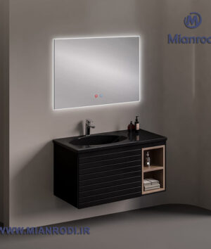 خرید کابینت روشویی 604B لوکس کابین مجهز به آینه لمسی ضد بخار. بهترین قیمت تجهیزات ساختمانی و لوکس ساختمانی در فروشگاه لوکس ساختمانی میانرودی.
