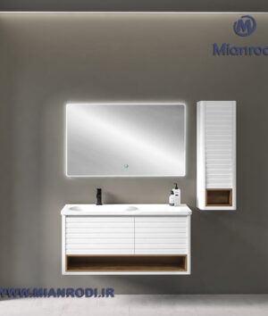 خرید کابینت روشویی605cلوکس کابین دارای آینه لمسی هوشمند مجهز به هیتر ضد بخار، باکس جادار و متریال ضد آب. طراحی مدرن با قیمت مناسب در فروشگاه میانرودی.
