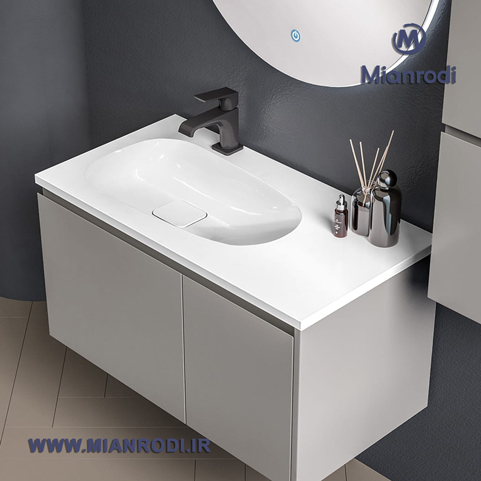 خرید کابینت روشویی 607C لوکس کابین با آینه لمسی ۷۰ سانتی و طراحی لاکچری. فضای ذخیرهسازی بهینه و کیفیت ساخت عالی در فروشگاه تجهیزات ساختمانی میانرودی.