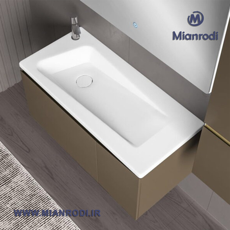 خرید کابینت روشویی 630C لوکس کابین مجهز به آینه لمسی ۹۰*۶۵ و باکس بلند. بهترین قیمت تجهیزات ساختمانی و محصولات لوکس ساختمانی در فروشگاه میانرودی.