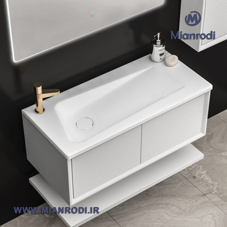 خرید کابینت روشویی 630A لوکس کابین با آینه لمسی هوشمند و باکس جادار. تجربهای متفاوت از محصولات ساختمانی لوکس را در لوکس ساختمانی میانرودی تجربه کنید.