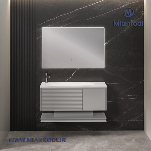 خرید کابینت روشویی 631A لوکس کابین سایز ۱۰۰ سانتیمتر دارای آینه لمسی و هیتر ضد بخار. بهترین قیمت تجهیزات ساختمانی و لوکس ساختمانی در لوکس ساختمانی میانرودی.