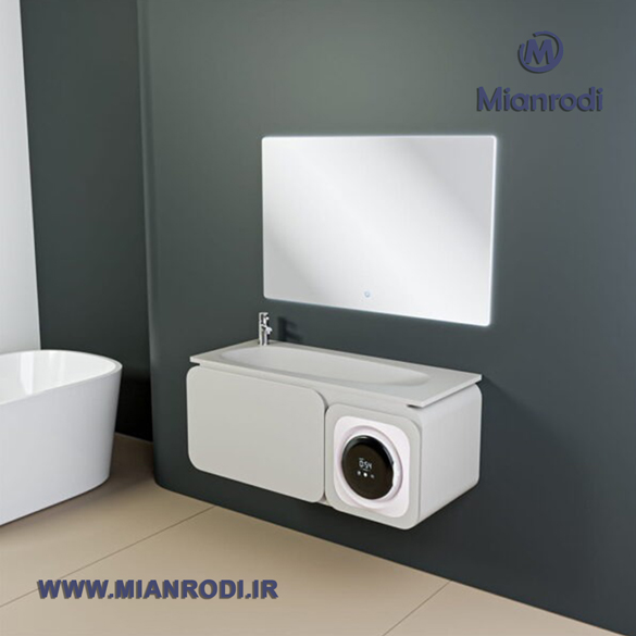 خرید کابینت روشویی 631 miniwash لوکس کابین مجهز به مینی واش و آینه لمسی مدرن. بهترین قیمت تجهیزات ساختمانی و لوکس ساختمانی در فروشگاه لوکس ساختمانی میانرودی