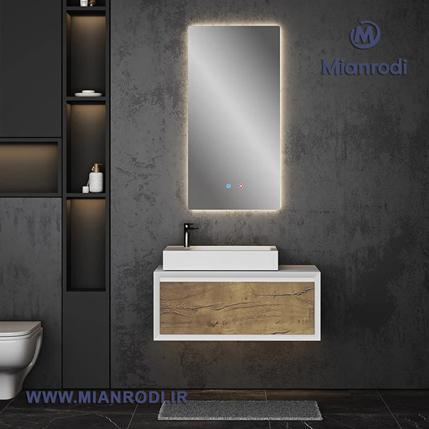 کابینت روشویی1047لوکس کابین مجهز به آینه لمسی ضد بخار. بهترین قیمت تجهیزات ساختمانی و لوکس ساختمانی در فروشگاه لوکس ساختمانی میانرودی.