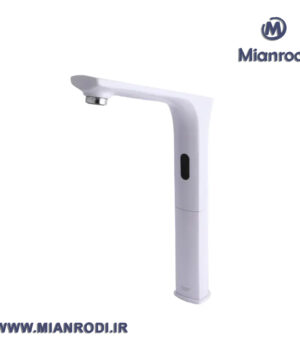 خرید شیر روشویی چشمی پایه بلند راسان مدل تالین. مجهز به سنسور مادون قرمز، بدنه برنجی مقاوم و طراحی مدرن برای روشویی‌های کاسه‌ای. ضمانت ۵ ساله و ارسال سریع.